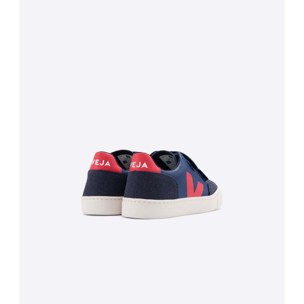 Veja V-12 LEATHER Kids' Sneakers Navy | CA 874VRW